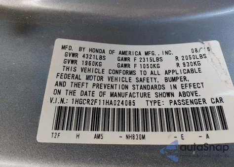2017 Honda Accord Sport Se z USA, uszkodzony, nr VIN 1HGCR2F11HA024085